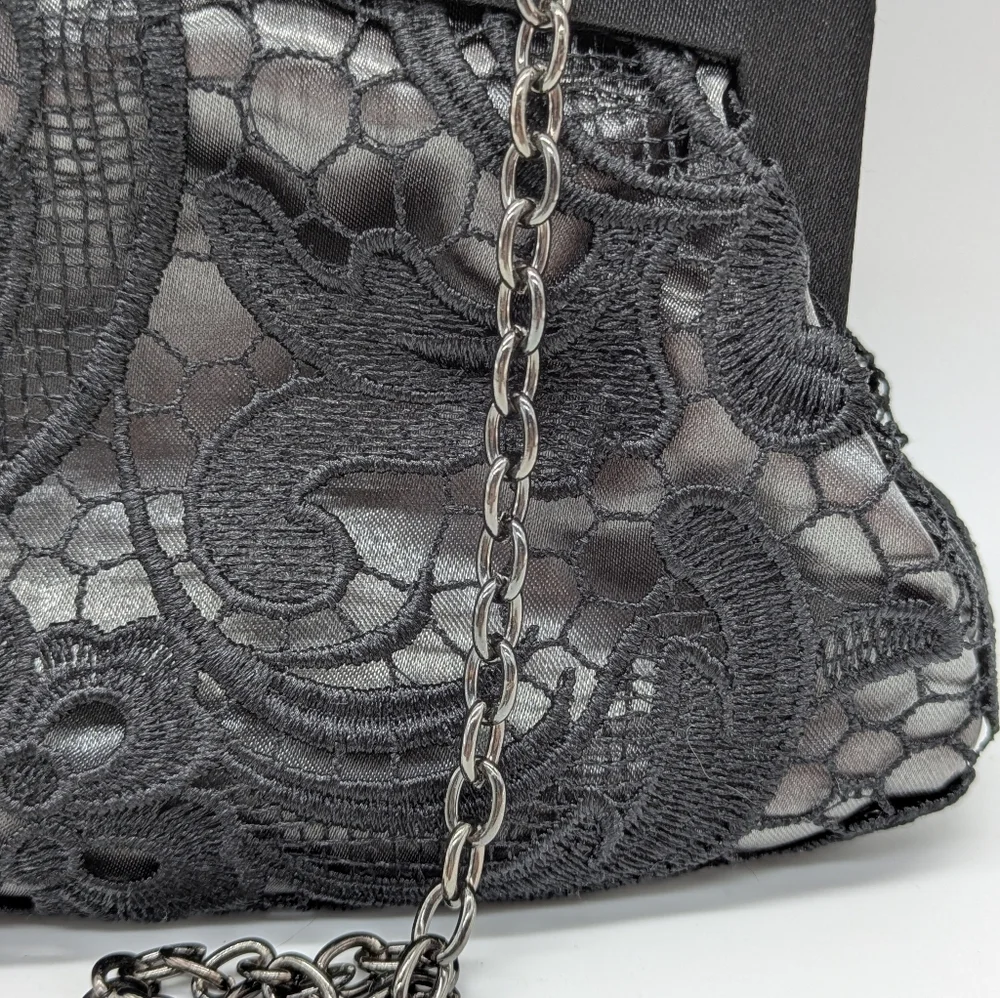 ✨3/$15 Lulu Townsend Black Silver Lace Evening Clutch